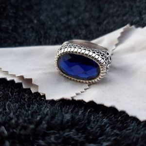 Sterling silver sapphire stone ring - size 12